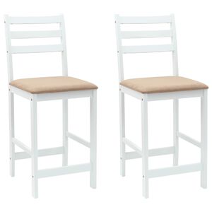 vidaXL Chaises de salle &agrave; manger 2 pc Bois de Caoutchouc Massif Blanc
