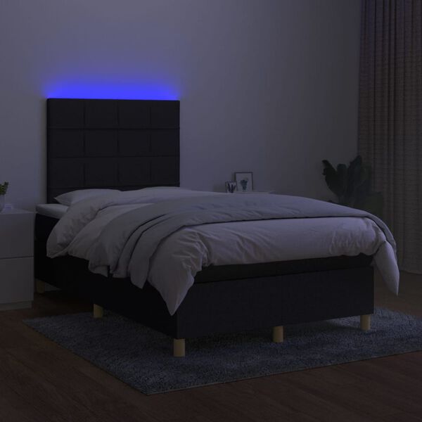 vidaXL Sommier &agrave; lattes de lit et matelas et LED Noir 120x200 cm Tissu