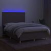 vidaXL Sommier &agrave; lattes de lit et matelas et LED Taupe 140x190cm Tissu