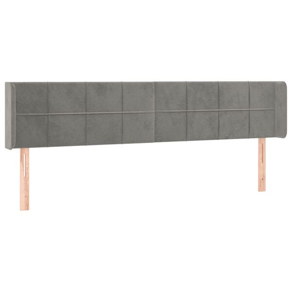 vidaXL T&ecirc;te de lit avec oreilles Gris clair 163x16x78/88 cm Velours