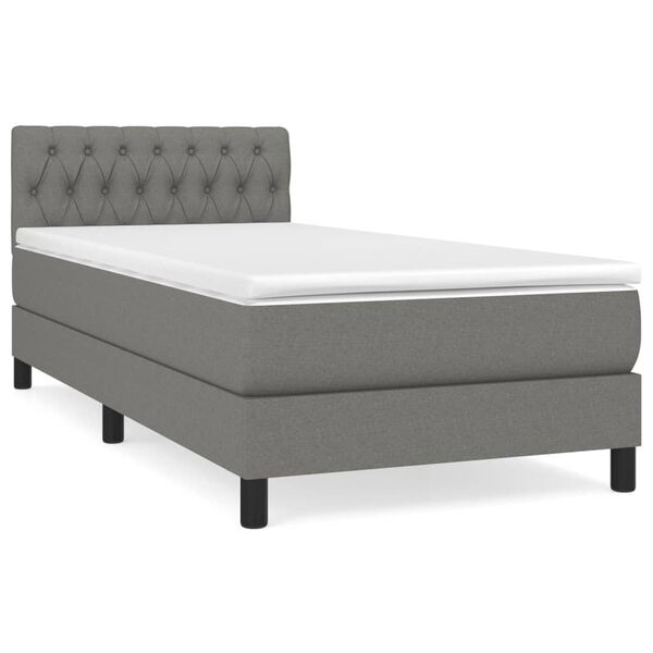vidaXL Sommier &agrave; lattes de lit avec matelas Gris fonc&eacute; 100x200cm Tissu