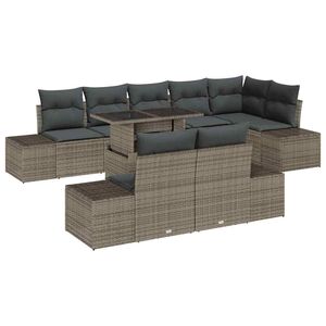 vidaXL Ensemble de canap&eacute; de jardin avec coussin 9 pcs Gris polyrotin