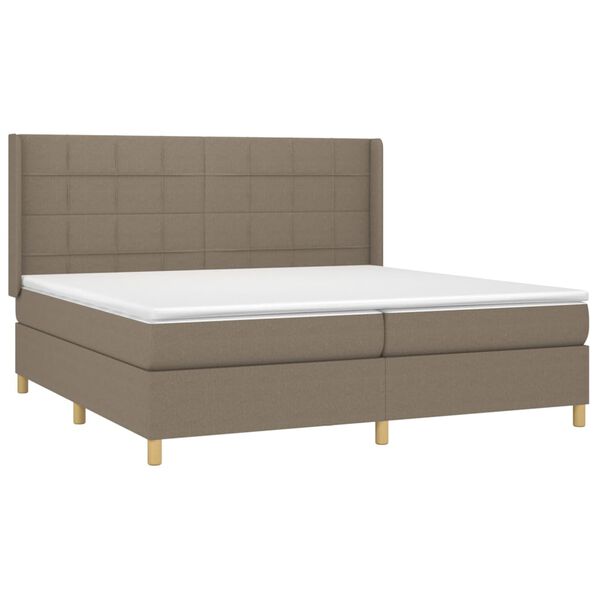 vidaXL Sommier &agrave; lattes de lit avec matelas Taupe 200x200 cm Tissu