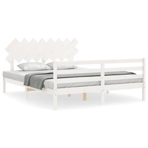 vidaXL Cadre de lit sans matelas blanc 160x200 cm bois massif