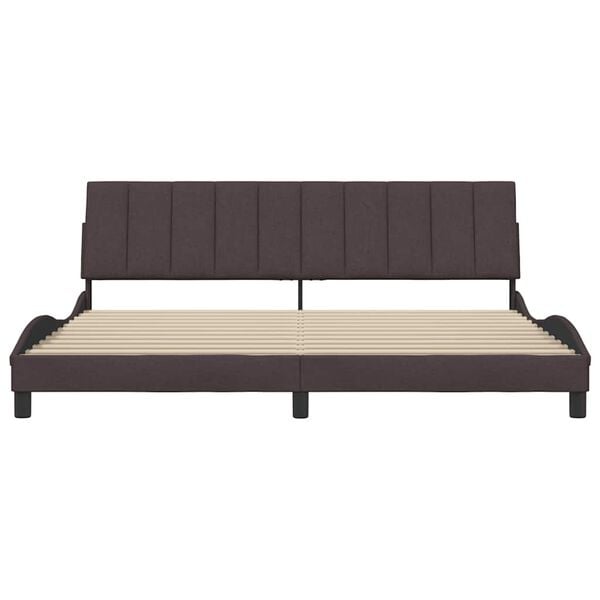vidaXL Cadre de lit sans matelas Hanko marron fonc&eacute; 200x200 cm tissu