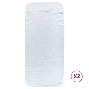 vidaXL Serviettes de plage 2 pcs blanc 60x135 cm tissu 400 GSM