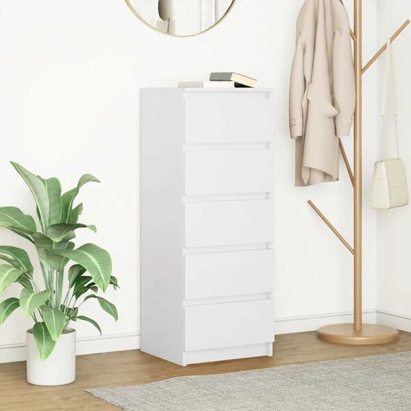 vidaXL Buffet avec tiroirs blanc 37,5x35x99 cm bois d'ing&eacute;nierie