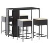 vidaXL Ensemble de bar de jardin 5 pcs avec coussins noir poly rotin