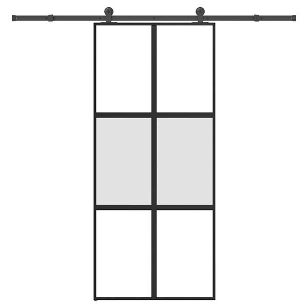 vidaXL Porte coulissante kit de quincaillerie tremp&eacute; verre aluminium