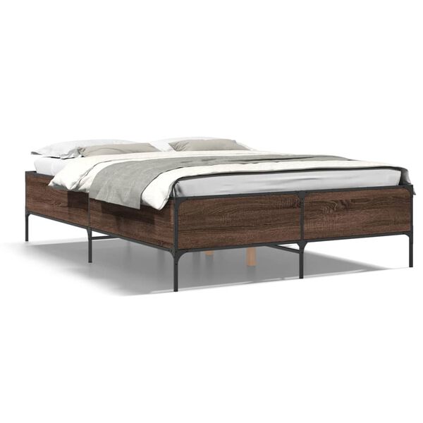 vidaXL Cadre de lit sans matelas ch&ecirc;ne marron 135x190 cm