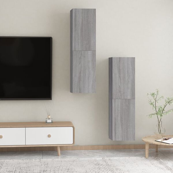 vidaXL Meubles TV muraux 2 pcs Sonoma gris 30,5x30x110 cm