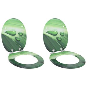 vidaXL Si&egrave;ge de toilette &agrave; fermeture douce 2 pc Goutte verte