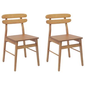 vidaXL Chaise de salle &agrave; manger 2 pc Bois de Caoutchouc Massif Naturel