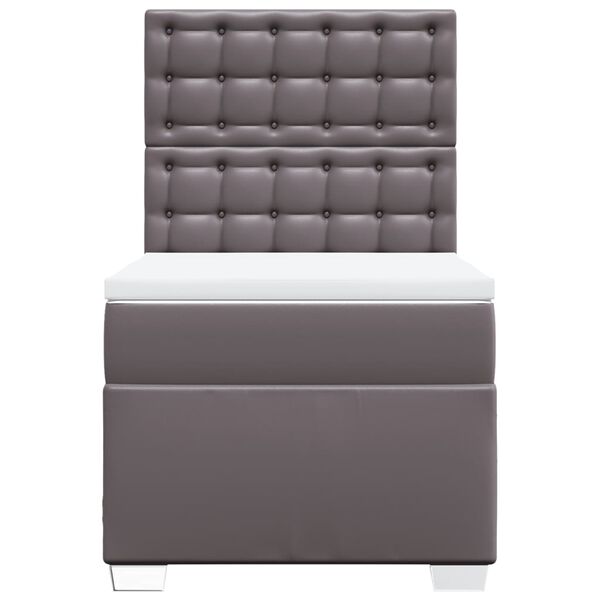 vidaXL Sommier &agrave; lattes de lit avec matelas Gris 90x190 cm Similicuir