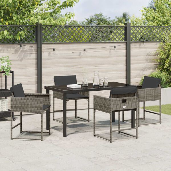 vidaXL Ensemble de salle &agrave; manger pour jardin 5 pcs Gris polyrotin