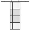vidaXL Porte coulissante kit de quincaillerie tremp&eacute; verre aluminium
