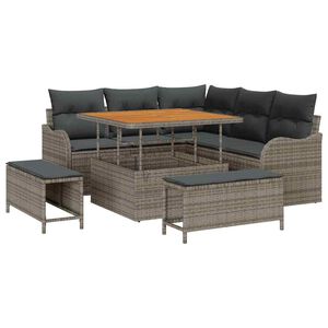vidaXL Ensemble de canap&eacute; de jardin avec coussin 8 pcs Gris