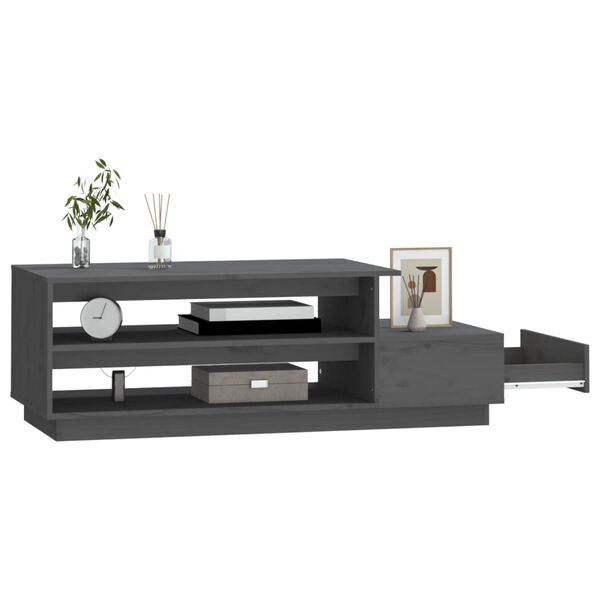 vidaXL Table basse Gris 120x50x40,5 cm Bois massif de pin