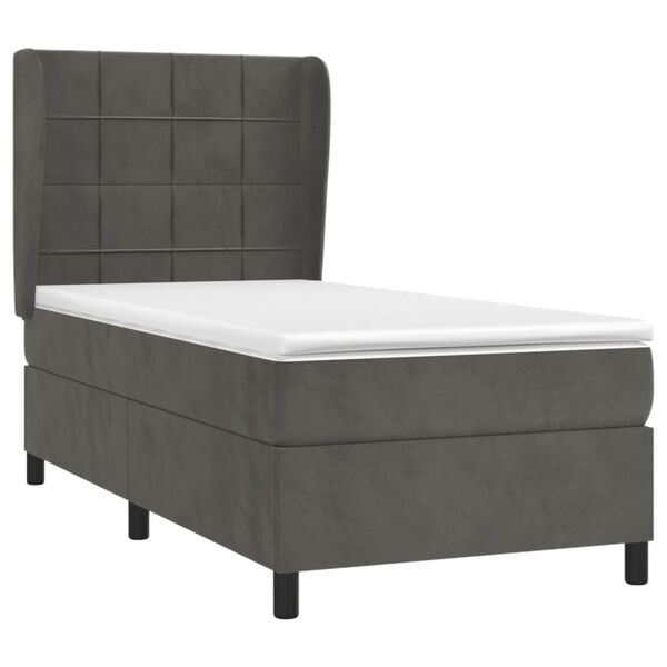 vidaXL Sommier &agrave; lattes de lit et matelas Gris fonc&eacute; 80x200 cm Velours