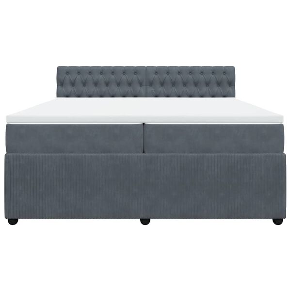vidaXL Sommier &agrave; lattes de lit et matelas Gris fonc&eacute; 200x200cm Velours