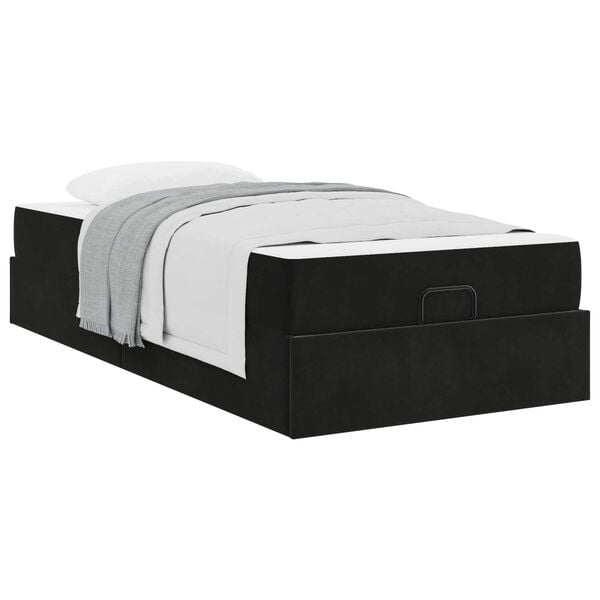 vidaXL Cadre de lit avec matelas avec matelas 2 pcs Noir Velours