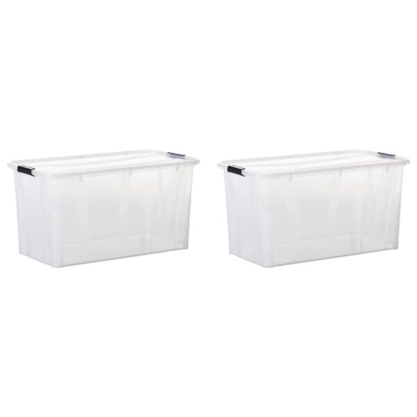 vidaXL Bo&icirc;tes de rangement avec couvercles 2 pcs Transparent 80 L