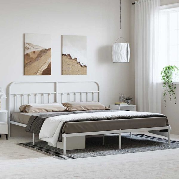 vidaXL Cadre de lit métal sans matelas et tête de lit blanc 183x213 cm