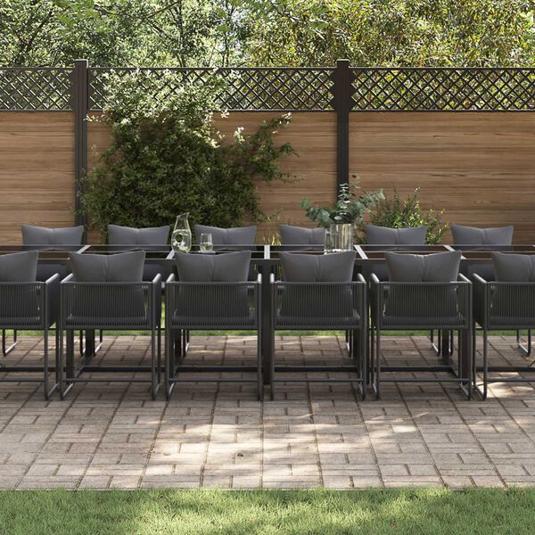 vidaXL Ensemble de salle &agrave; manger pour jardin 17 pcs Noir Acier