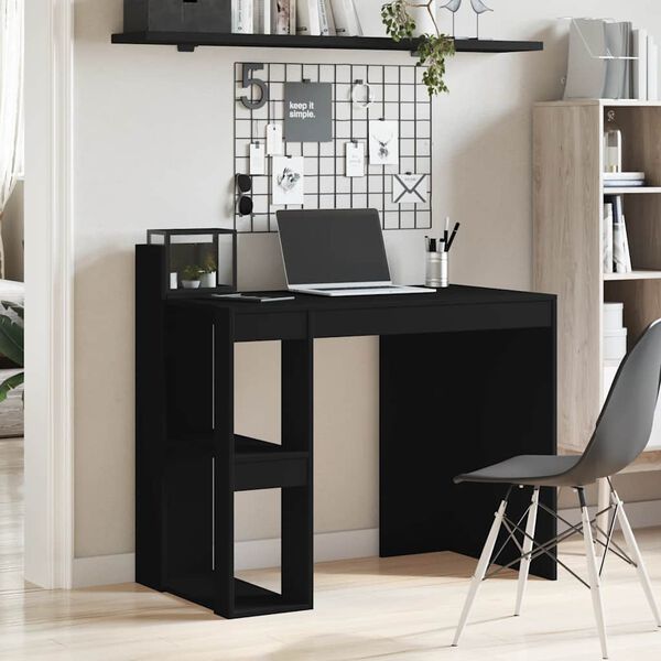 vidaXL Bureau noir 103,5x56,5x94 cm bois d'ing&eacute;nierie