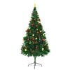 vidaXL Arbre de No&euml;l artificiel pr&eacute;-&eacute;clair&eacute; avec boules vert 210 cm