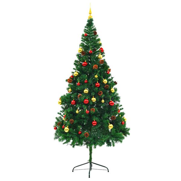 vidaXL Arbre de No&euml;l artificiel pr&eacute;-&eacute;clair&eacute; avec boules vert 210 cm