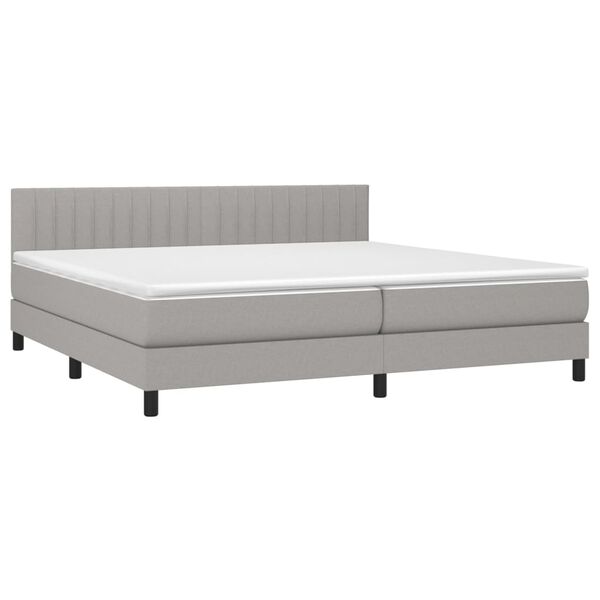 vidaXL Sommier &agrave; lattes de lit matelas LED Gris clair 200x200 cm Tissu