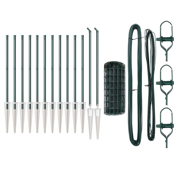 vidaXL Cl&ocirc;ture avec poteau Vert 0,8 x 25 m Acier et PVC