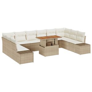 vidaXL Ensemble de canap&eacute; de jardin avec coussin 11 pcs Beige et cr&egrave;me