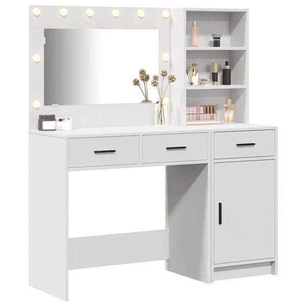 vidaXL Table de Toilette avec tiroir 2 pcs Blanc Bois d'ing&eacute;nierie