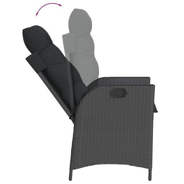 vidaXL Ensemble &agrave; manger de jardin coussins 7pcs Noir R&eacute;sine tress&eacute;e