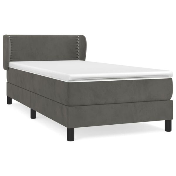 vidaXL Sommier &agrave; lattes de lit et matelas Gris fonc&eacute; 90x190 cm Velours