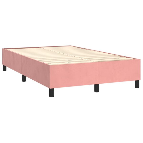 vidaXL Sommier &agrave; lattes de lit avec matelas Rose 120x200 cm Velours