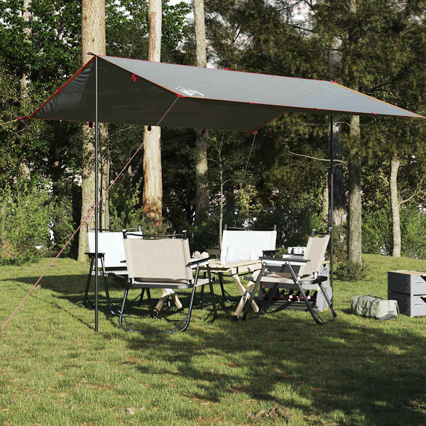 vidaXL Bâche de camping gris et orange 360x294 cm imperméable