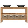 vidaXL Armoire de toilette Teck solide avec lavabos en marbre Noir
