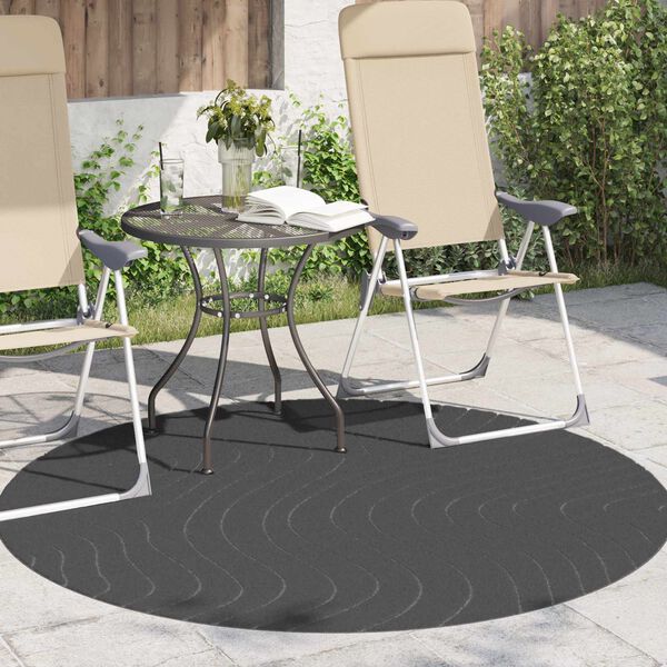 vidaXL Tapis de surface Rond HUARTE Anthracite &Oslash; 200 CM Polyester