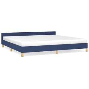 vidaXL Cadre de lit avec t&ecirc;te de lit sans matelas bleu 200x200cm tissu
