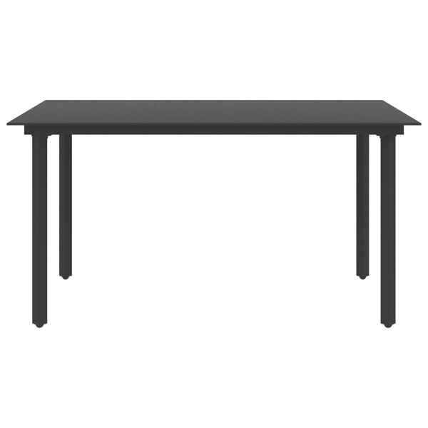 vidaXL Table &agrave; d&icirc;ner de jardin Noir 150x80x74 cm Acier et verre
