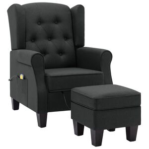 vidaXL Fauteuil de massage avec repose-pied Gris fonc&eacute; Tissu