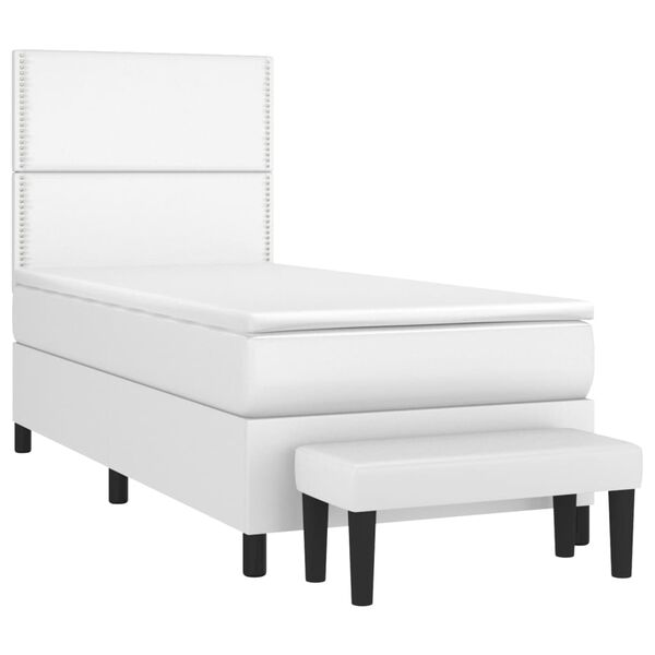 vidaXL Sommier à lattes de lit avec matelas Blanc 100x200cm Similicuir