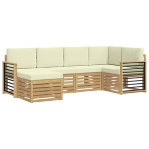 vidaXL Ensemble de canap&eacute;s d'ext&eacute;rieur 6 pc Blanc et cr&egrave;me Polyester