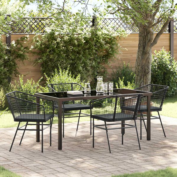 vidaXL Ensemble de salle &agrave; manger pour jardin 5 pcs Noir polyrotin