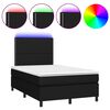 vidaXL Sommier &agrave; lattes de lit matelas et LED noir 120x190 cm tissu
