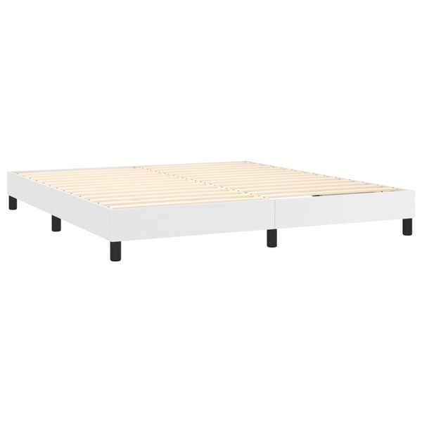 vidaXL Sommier &agrave; lattes de lit avec matelas Blanc 180x200cm Similicuir