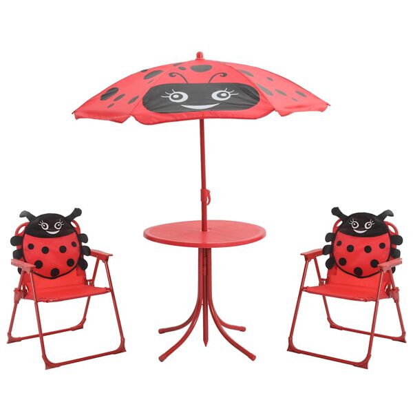 vidaXL Jeu de bistro avec parasol pour enfants 3 pcs Rouge